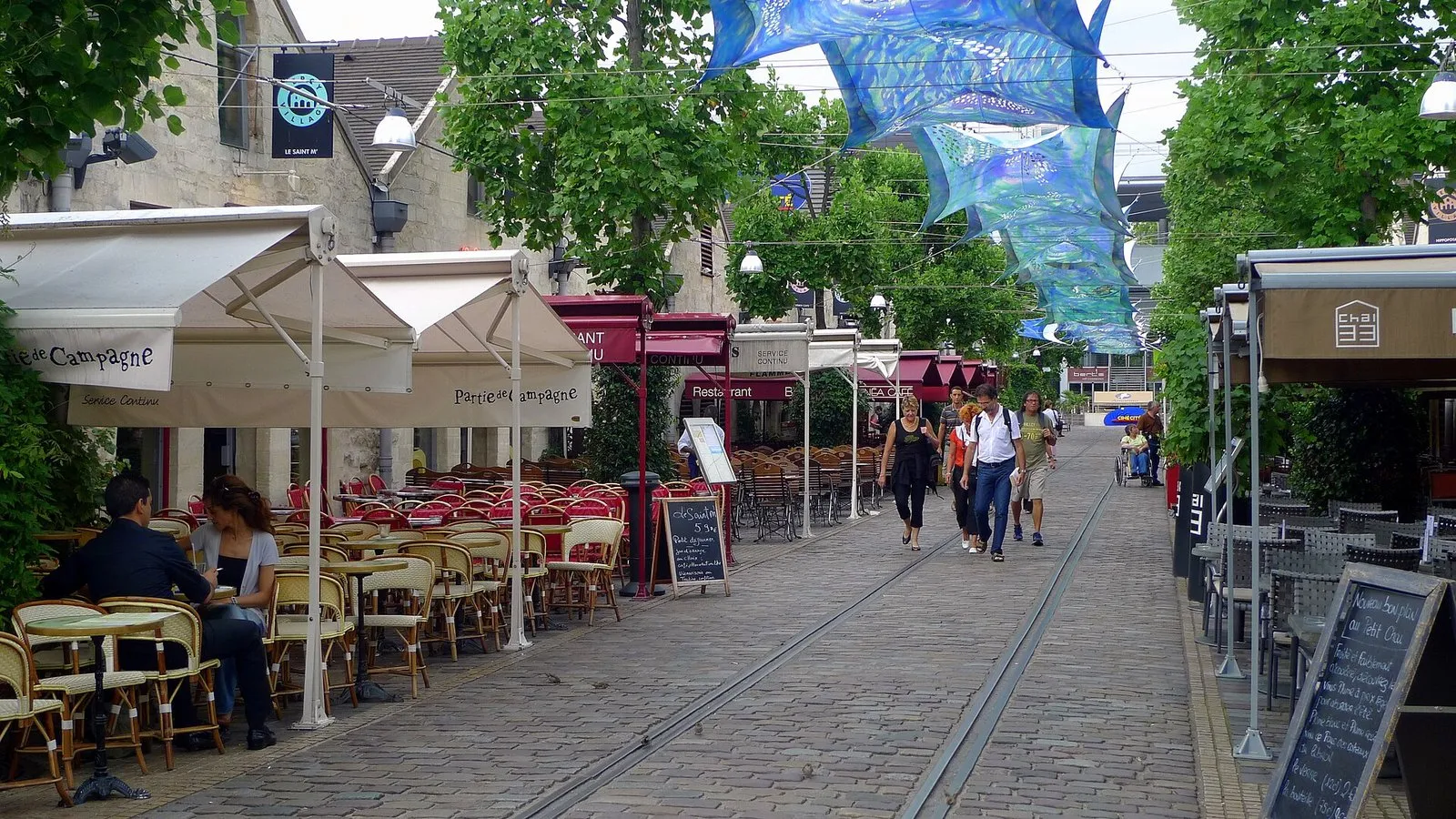 Cour Saint-Émilion in Bercy Village, with its old wine warehouses and café terraces