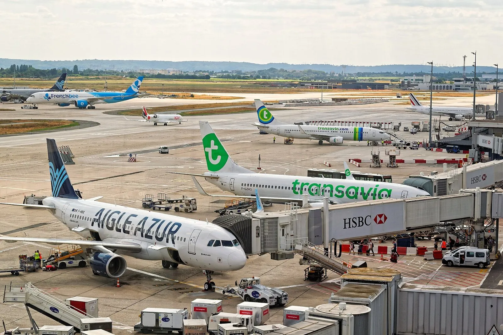 Des avions au contact du terminal Sud de l’aéroport de Paris-Orly